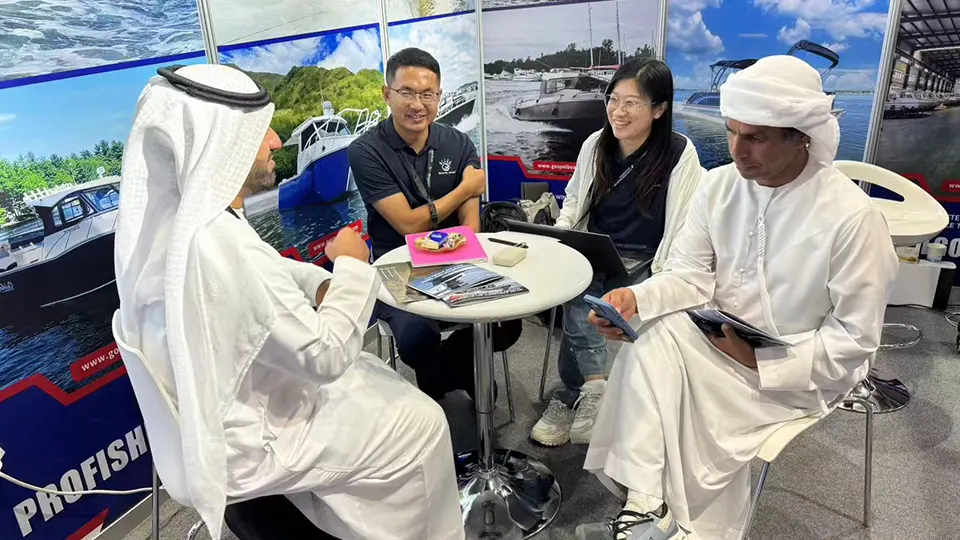 hyroad trailer customer meeting at exhibition