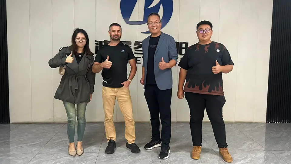 hyroad trailer customer visit group photo